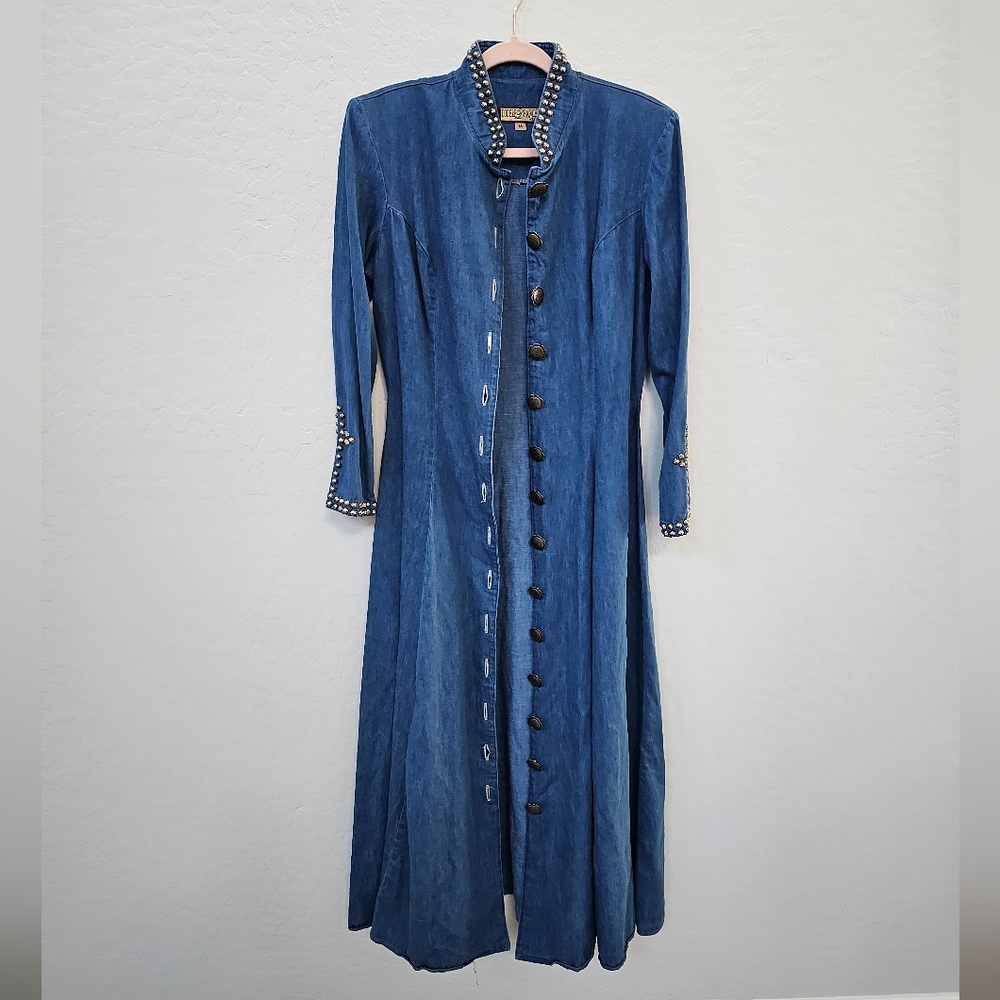 Double D Ranch Denim Jacket Duster Medium Long Sl… - image 1